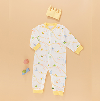 21秋嬰兒紗布印花連體服  瓦伊地圖