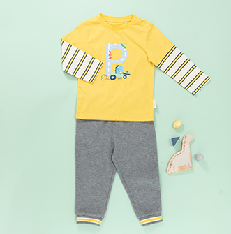 21秋嬰兒針織套裝  萌趣黃