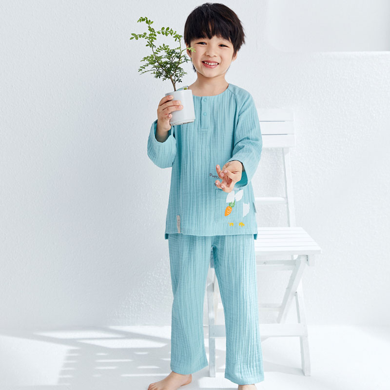 男童水洗紗布家居套裝